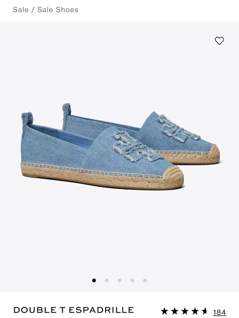 Tory Burch Light Blue Denim Espadrille Flats with Frayed Logo - Picture 9 of 9